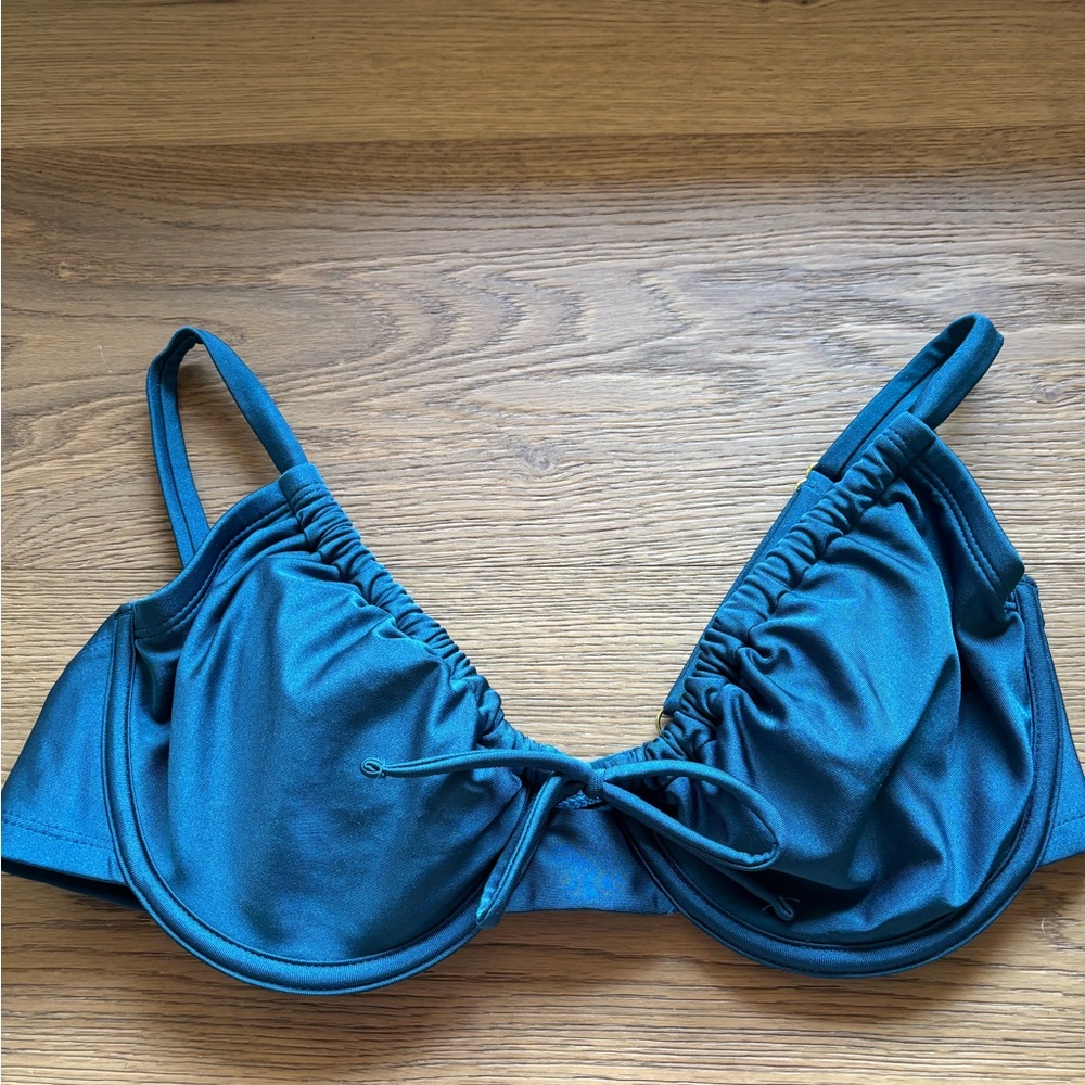 Shade & Shore Teal Underwire Bikini Top with Front Tie